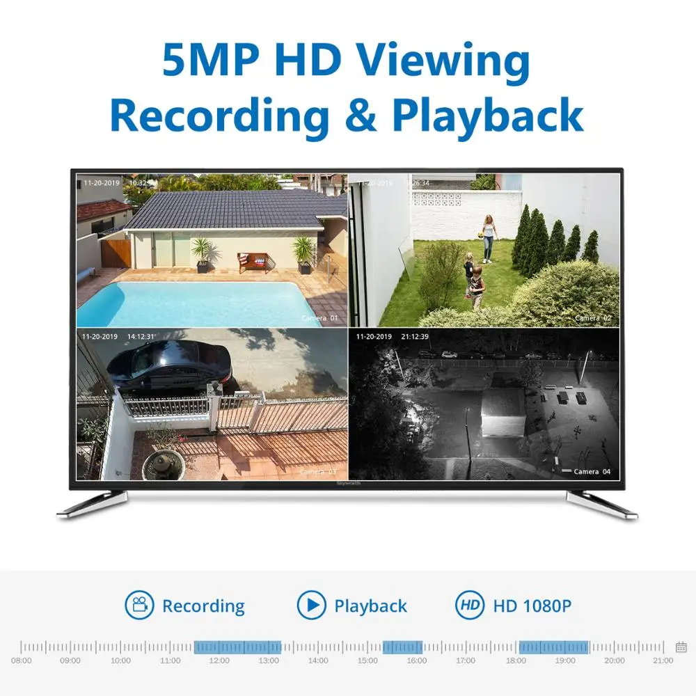 SANNCE 2 шт. Ультра HD 5 Мп POE камера наружная комнатная погодозащищенная сетевая