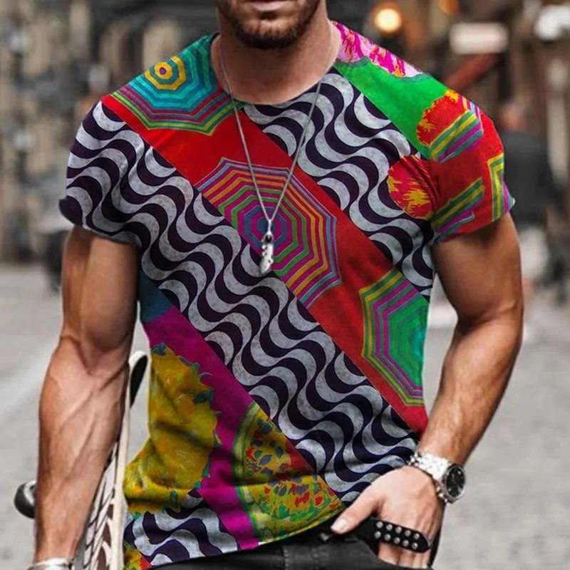 Футболка мужская оверсайз с коротким рукавом пуловер 3D принтом в стиле хип хоп