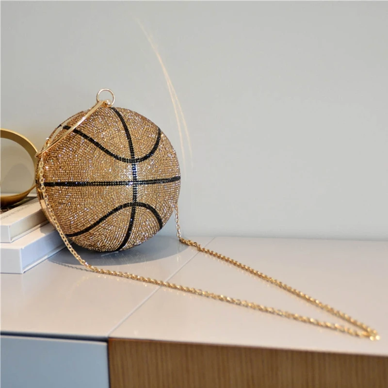 

Women Basketball Evening Clutch Glitter Shoulder Bag Bridal Party Prom Wedding Crossbody Handbag Purse 066F