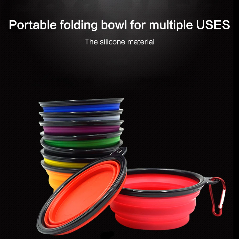 

2020 Pet Portable Travel Silicone Bowl Foldable Collapsible Pet Cat Dog Food Water Feeding Travel Outdoor Bowl Pet Accessories