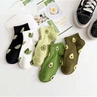 fruit embroidery invisible avocado socks female boat happy cotton ankle funny men women summer casual short low sock slippers