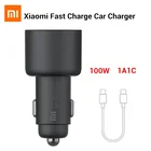 Оригинальный Xiaomi 100W Автомобильное зарядное устройство с двумя портами USB для быстрой зарядки зарядное устройство для автомобилей Mi Car Charger USB-A USB-C двойной выход светодиодный свет с 5A кабель