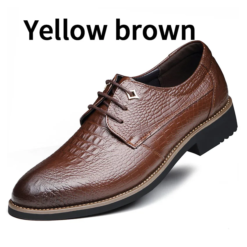 Yellow brown BIMUDUIYU; классические деловые туфли в британском стиле; мужские туфли из натуральной крокодиловой кожи; модные модельные туфли ручной работы; оксфорды - Цвет: Yellow brown