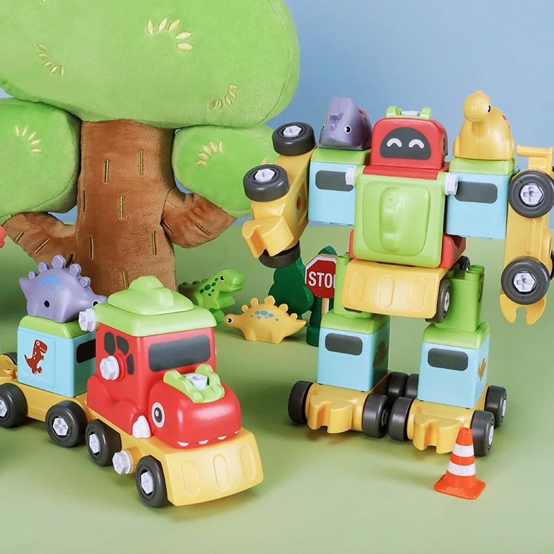 ERCHAOXI-destornillador de dinosaurio para ni&ntilde;os, juguete de coche, tren, Robot, pl&aacute;stico, desmontaje, desmontaje-4