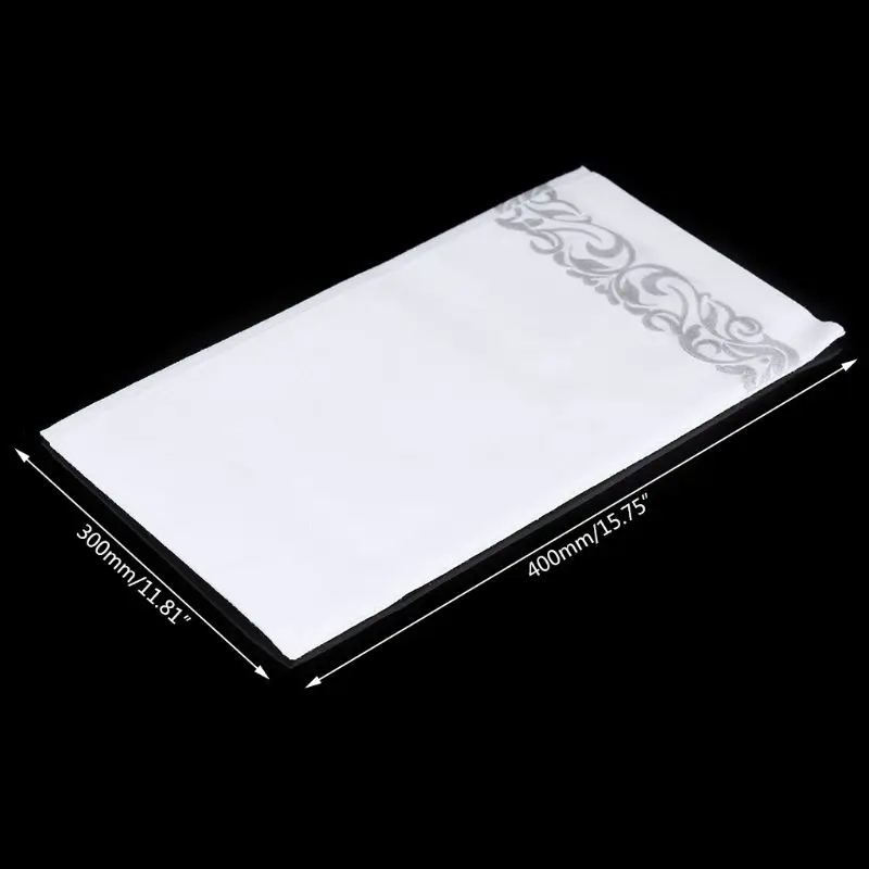 

Disposable Linen-Feel Guest Towels - Decorative White Hand Towels, Silver Floral Cloth-Like Paper Napkins