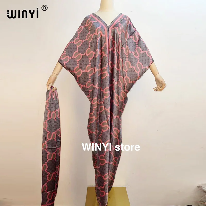 America Printed skirt For Women Fashion Design Loose Dress Batwing Maxi Long Femme Vestidos Summer Autumn Party Elegant Dress