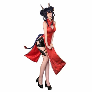 Аниме! Arknights Чэнь Новый год SuiHongXia кожи красный Cheongsam Qipao сексуальное платье форма Косплэй костюм парик хвост для Для женщин 11