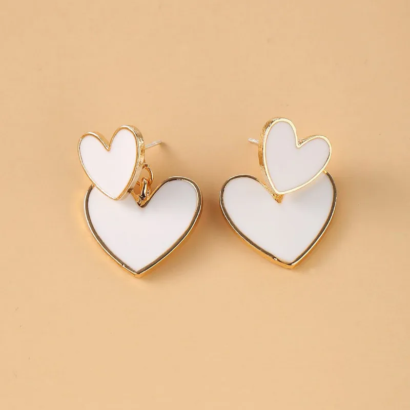 

Temperament Double Layer Oil Drop Love Heart Earrings Jewelry Accessories 2021
