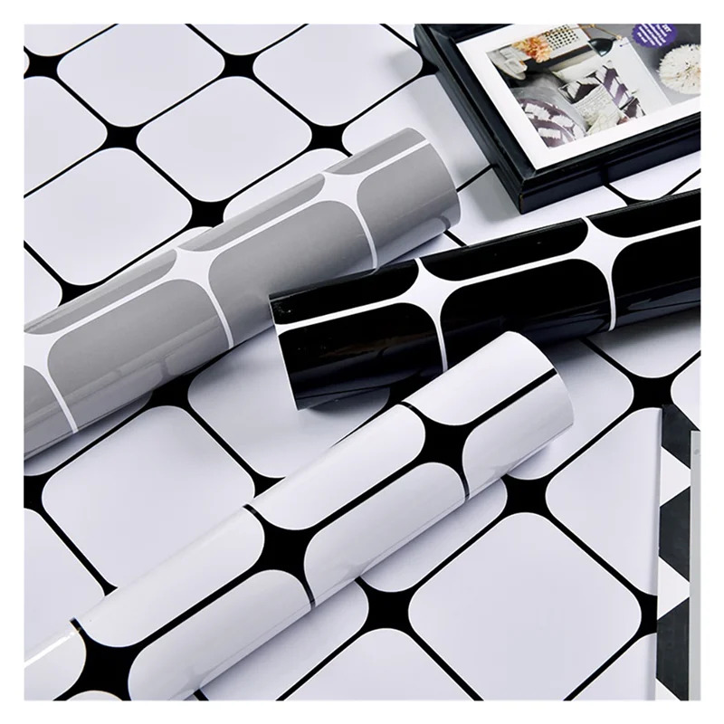 

DIY lattice Self-adhesive Wallpaper Bathroom Kitchen Platen PVC Waterproof Decorative Film Living Room Bedroom Mural Roll Paper