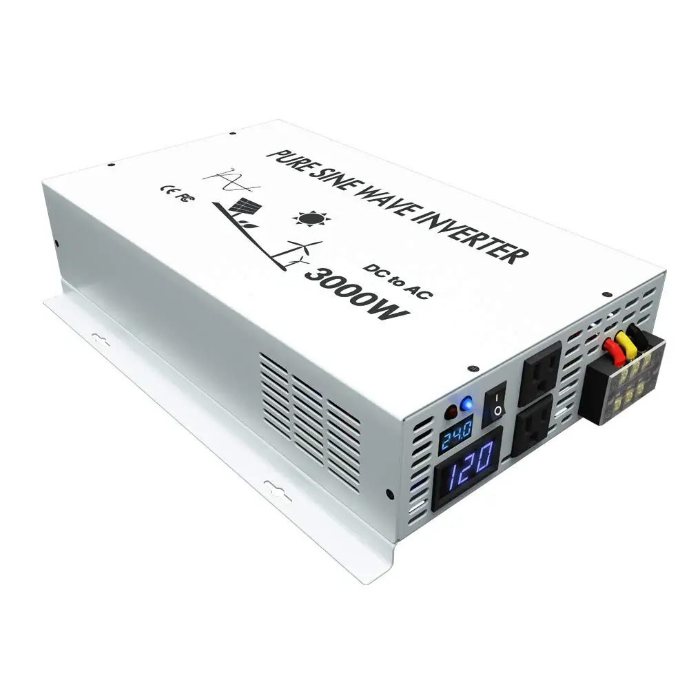 Inverter a onda sinusoidale pura potenza 3000W 24V a 220V pannello solare Inverter generatore convertitore batteria 12V/48V cc a 120V/230V/240V ca