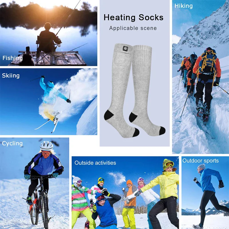 Savior Heat Rechargeable Battery Heated Socks 7.4V 2200mAh Cotton Soft Electric Heated Sock 3 Levels Heating Thermal Socks