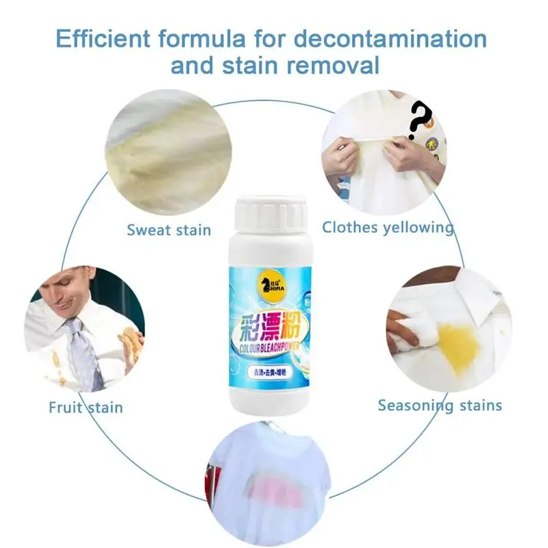 

1pc Washing Powder Powerful Decontamination Color Bleaching Clothes Powder For Clothes Color Cleaner Bathroom 100g Z0T9