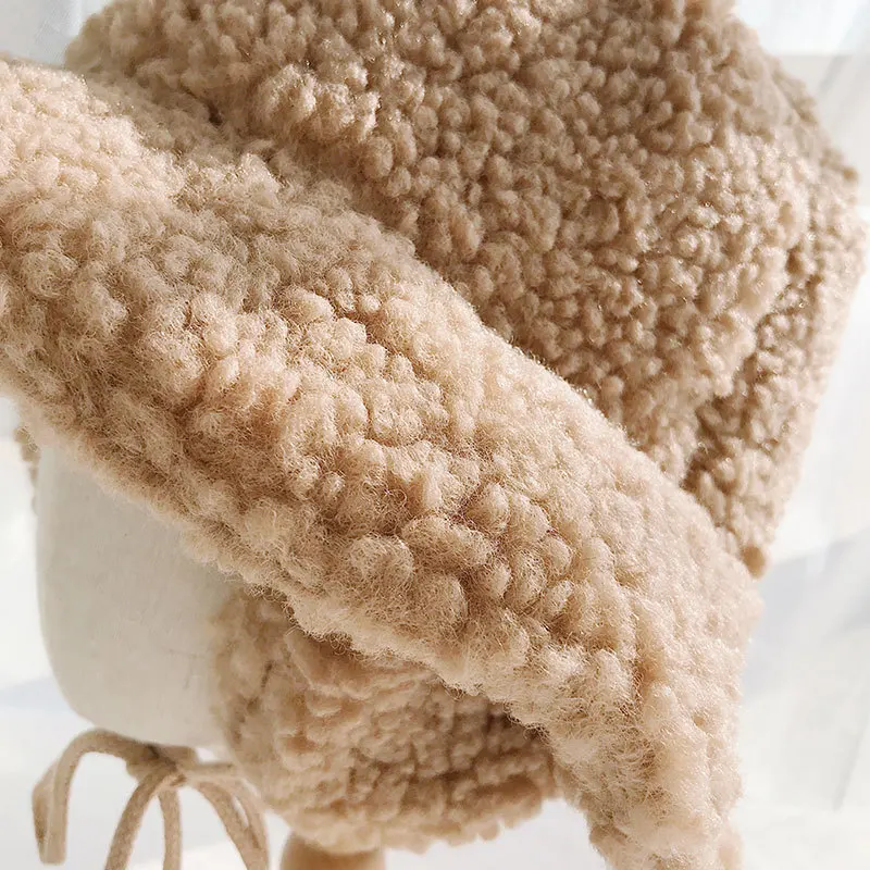 

Women Hat Faux Fur Lambswool Winter Bucket Hat for Women Outdoor Sunscreen Sun Hat Solid Thick Warm Panama Ear Fisherman Hat