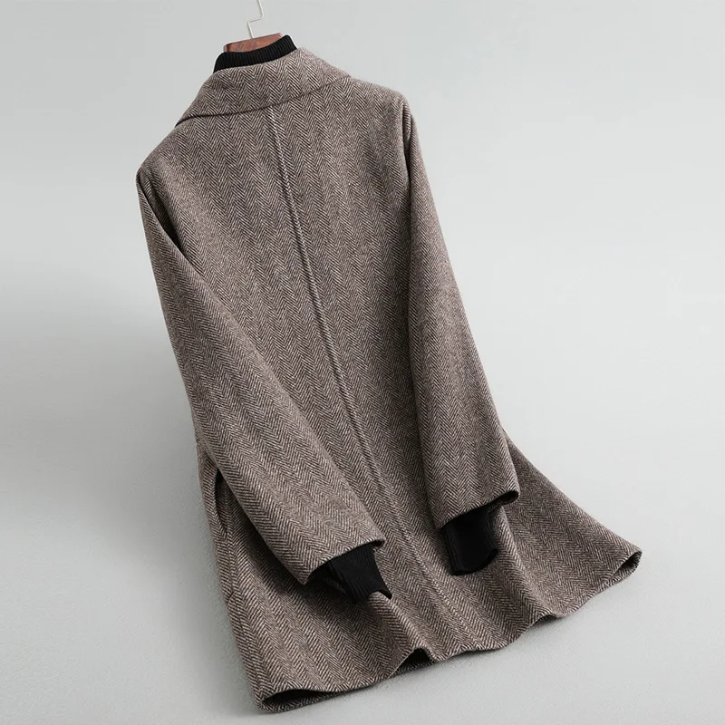 Женский 19FW осенне зимний двусторонний шерстяной твидовый Блейзер striped Bon пальто в