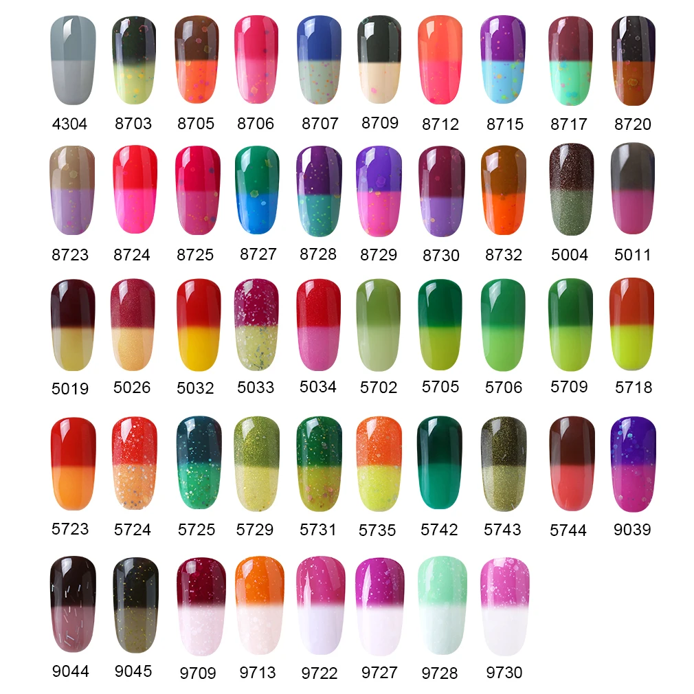 

Elite99 5 Pieces/lot Thermal Nail Art Gel Polish 10ml Soak Off Temperature Color Changing UV Nails Manicure Polish Gel Varnish