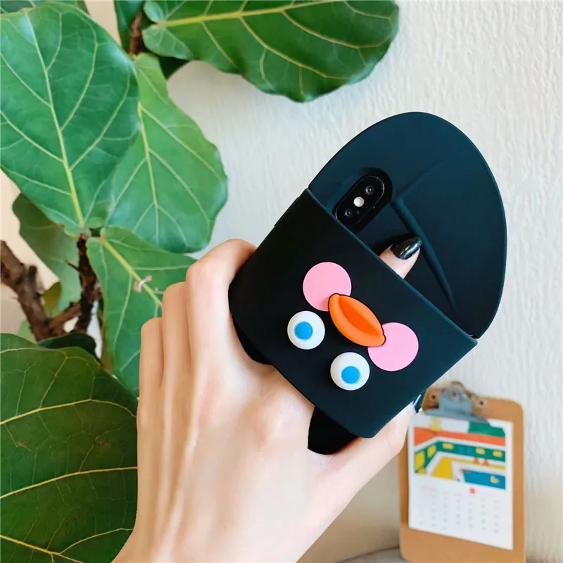 3D Leuke/домашние тапочки с рисунком из мультфильма Brother Gele Eend, Telefoon Gevallen Voor Iphone6 6s 7 8 Plus X XR XS MAX, SiliconenCover