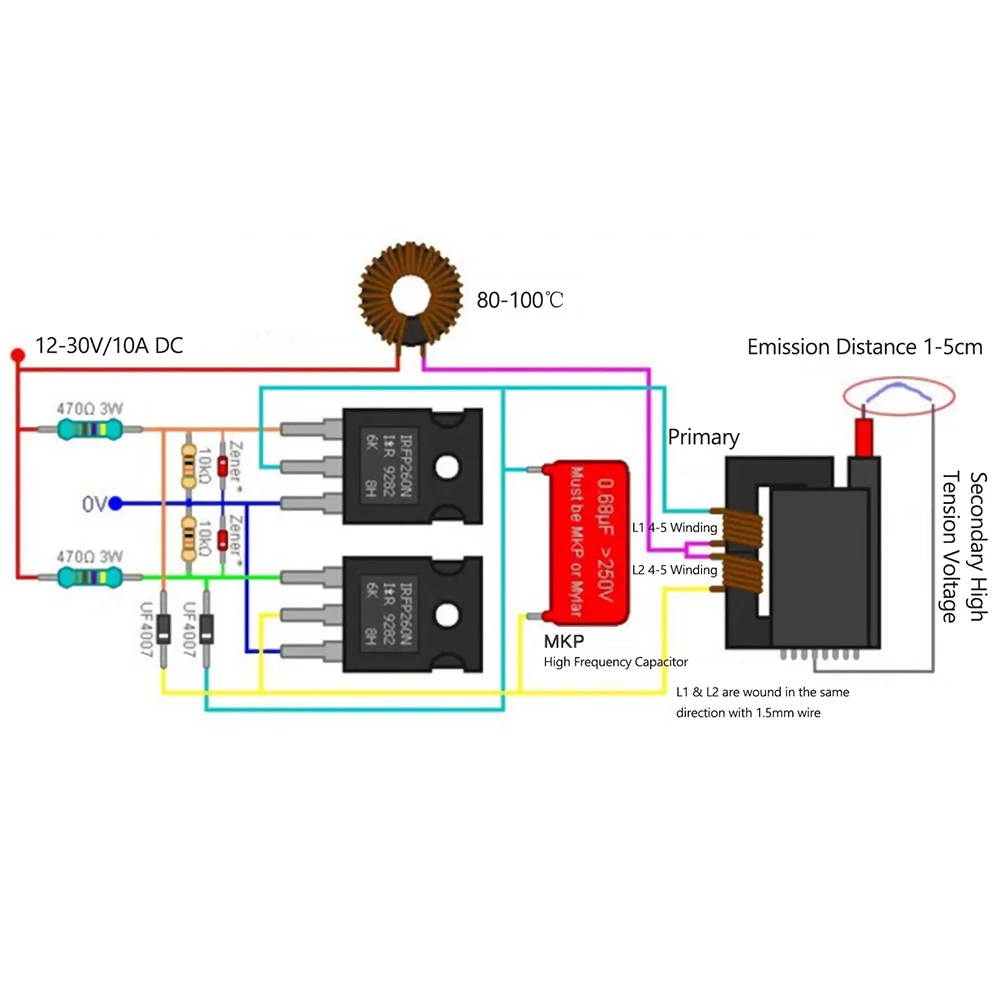 DC12-30V ZVS катушка Flyback для генератора SGTC Marx плата привода высокого напряжения с