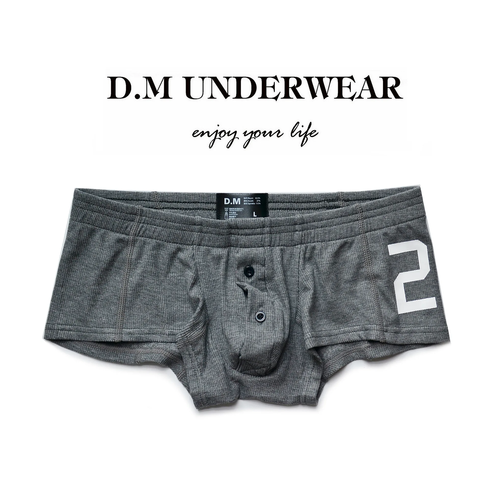 Men's underwear sexy solid color boxers button letter 20 thread cotton thick boxer tide panties men