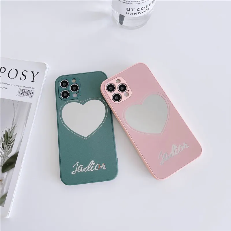 

Luxury Heart Makeup Mirror Fashion Female Hard Case For Iphone 11 12 Pro Max Mini 7 8 Plus Xr X Xs Se 2020 Phone Cover Fundas