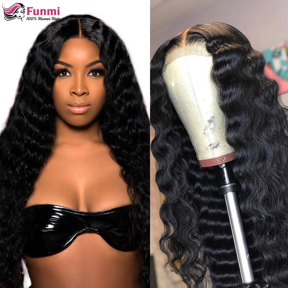 Deep Wave Wig Hd Transparent 13x6 Lace Front Wigs Brazilian Human Hair Wigs For Black Women 4x4 Closure Wig with Baby Remy Hair