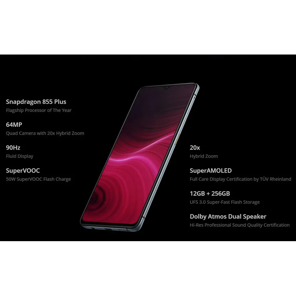 Мобильный телефон Realme X2 PRO, 64 мп, четыре камеры, 8 ГБ, 128 ГБ, 6,5 дюйма, Snapdragon 855+ 4000 мАч, VOOC, 50 Вт, быстрая зарядка, NFC, 4G телефон