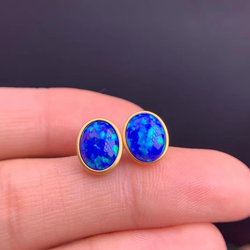 Женские серьги-гвоздики с натуральным опалом | Украшения и аксессуары