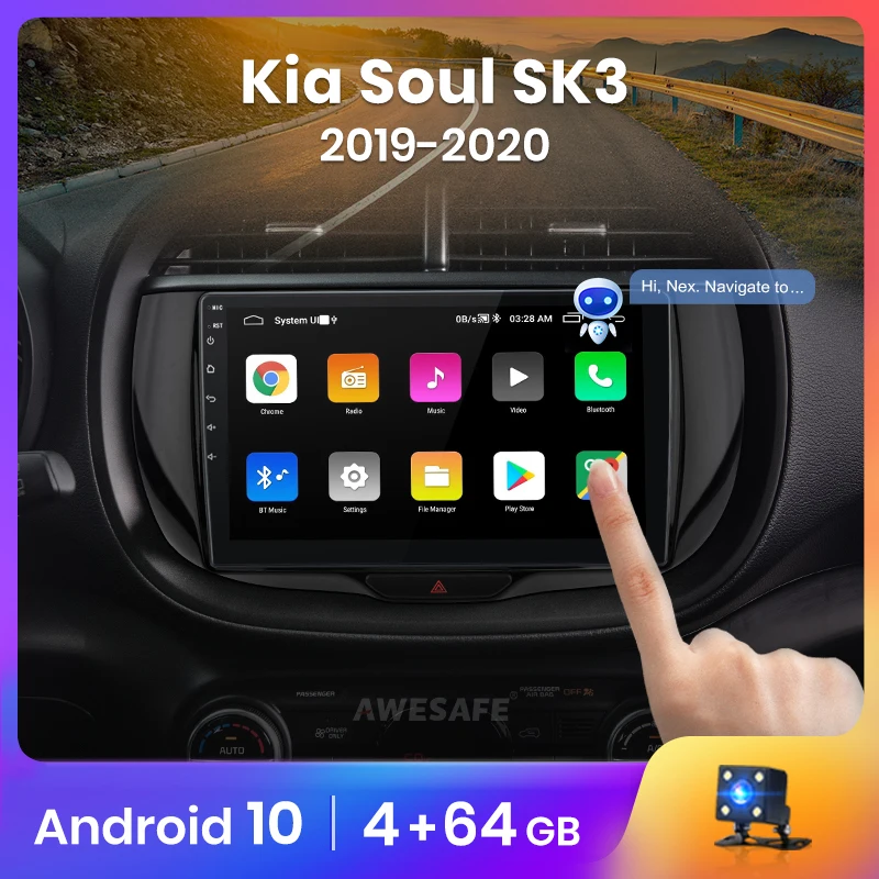 AWESAFE PX9 Штатная магнитола For Киа Соул Kia Soul SK3 2019 2020 Android 10 до 8 ЯДЕР 4 + 64ГБ 32EQ DSP 2DIN