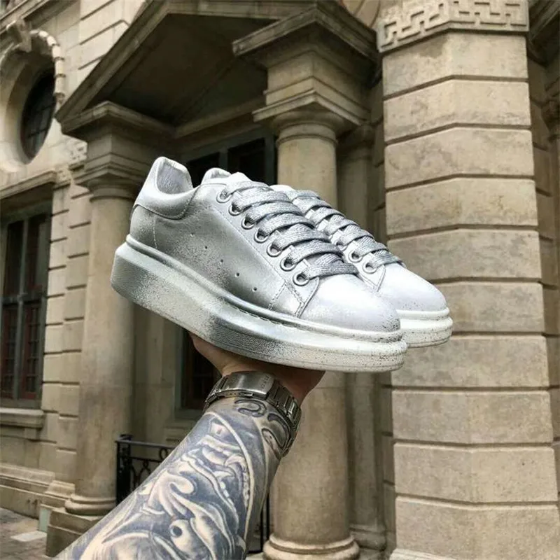 colorful mixed color cool style Spring Autumn Genuine Leather Women Casual Shoe designer Brand 2019 Sneaker Lace up sports shoe | Обувь