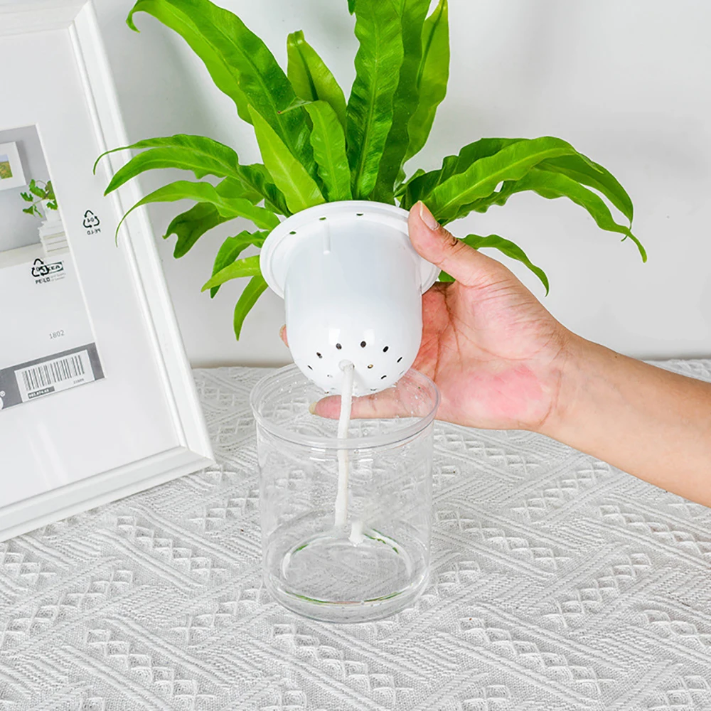 

2PCS Clear Self Watering Pot Planter For Indoor And Outdoor Plants Flowers Herbs Automatic Water-absorbing Hydroponic Flower Pot