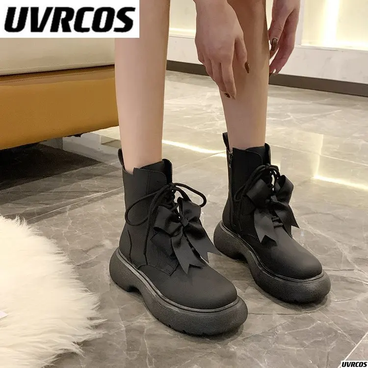 

Новинка 2022, ботинки мартинсы, женские ботинки на тонкой молнии, с низким верхом, приподнятые Демисезонные ботинки на платформе, женская обув...