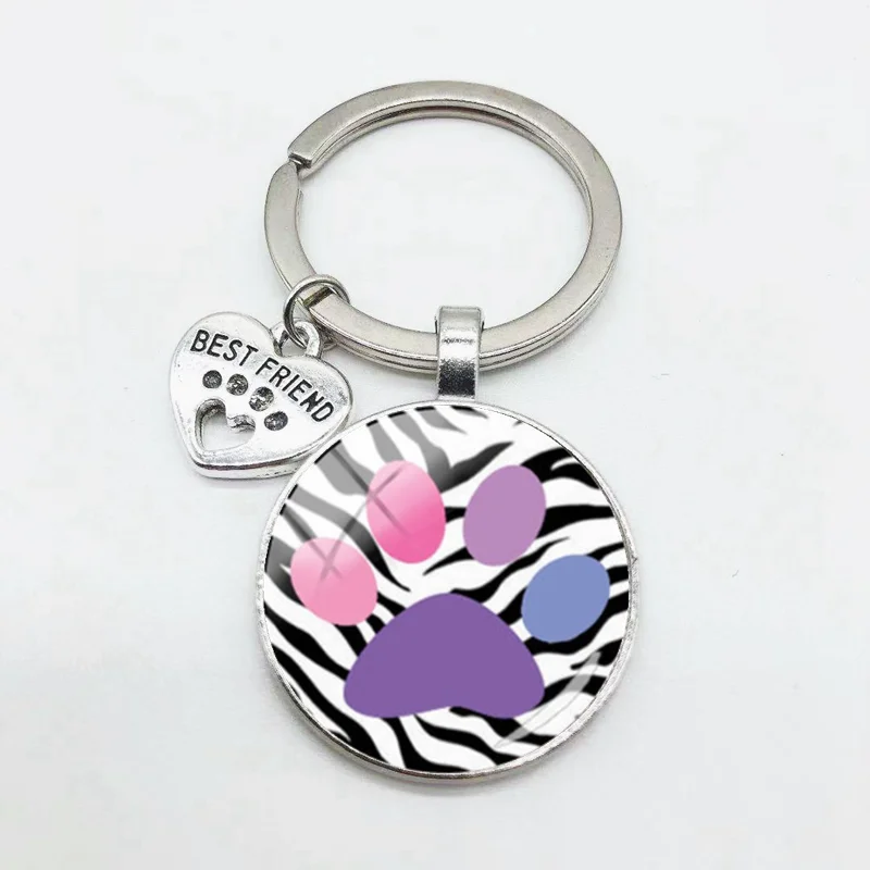 Брелок для ключей с рисунком милого щенка котенка серия узоров 25 мм Круглый Сплав
