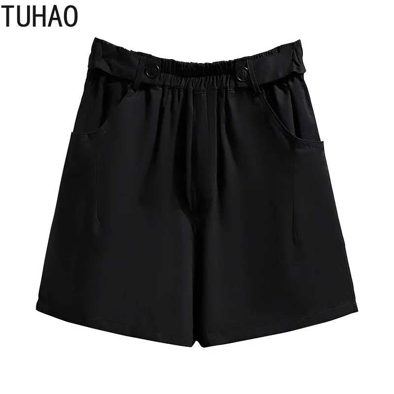 

TUHAO Office Lady Black Pink Short Plus Size 6XL 5XL 4XL 3XL 2020 Large Size Women's Summer Loose Casual Thin Hot Shorts WM26