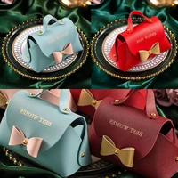 1pc high quality leather candy packaging gift box handle small leather candy gift bag party favor wedding birthday decoration