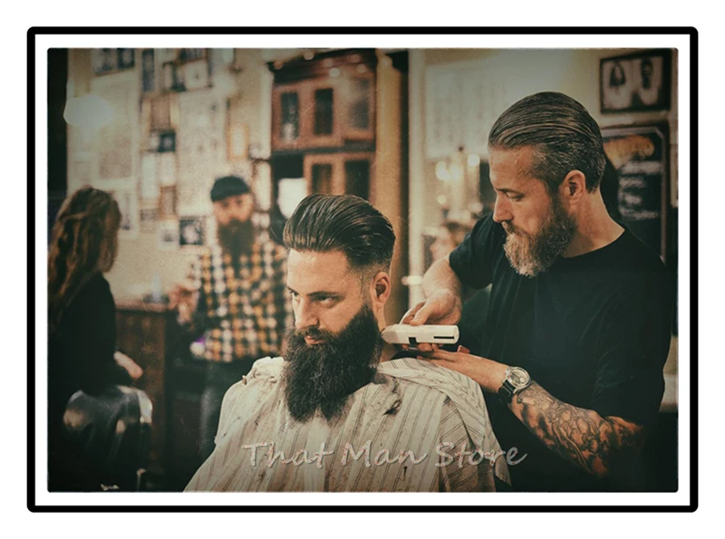 Men's hairstyle Tattoos Patterned Posters White Kraft paper Interior Painting Restoring Wall Sticker Barber Shop Decoration | Дом и сад