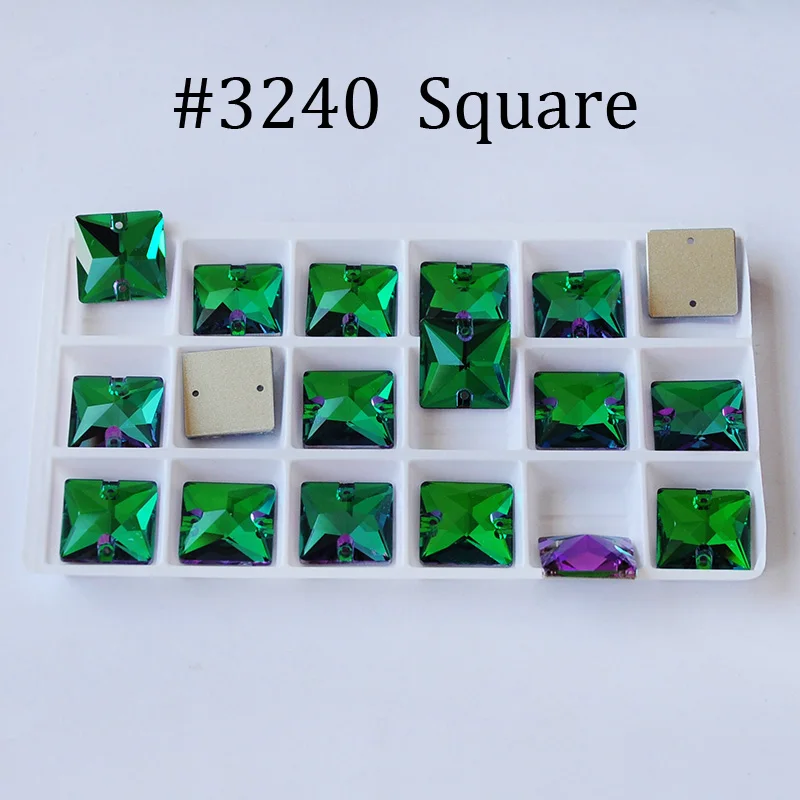 

CTPA3bI Emerald DIY Sew On Stones Strass Flatback Green Decoration Glass Crystal Rhinestones With 2 Hole For Garment Shoes