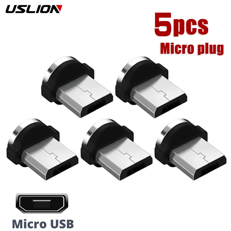 USLION 5 шт. поворот на 360 градусов магнитный разъем Micro USB наконечники для мобильный