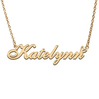 love heart katelynn name necklace for women stainless steel gold silver nameplate pendant femme mother child girls gift