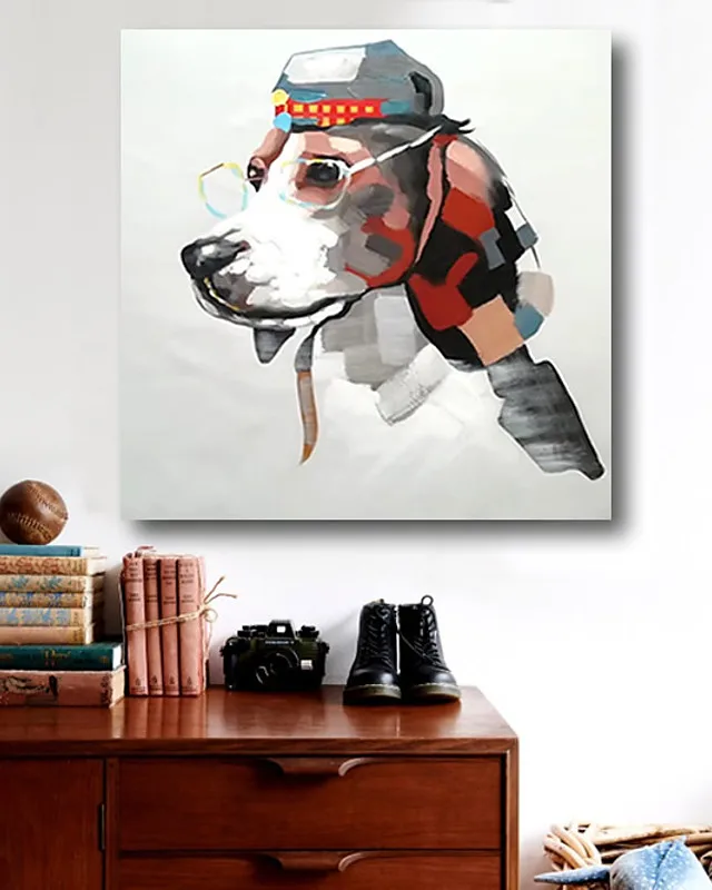 

Hand Painted Oil Painting On Canvas Cartoon Lonely Dog Modern Home Decor Abstract Wall Art Picture For Living Room Kids Gift