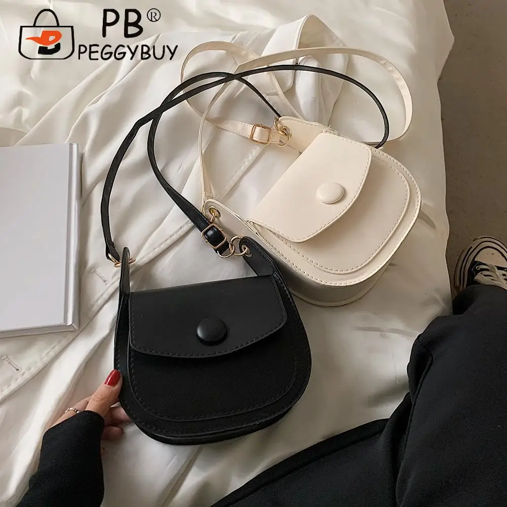 

Женская маленькая сумка-седло, модные однотонные дамские сумочки через плечо из мягкой искусственной кожи, дизайнерские маленькие сумки на...