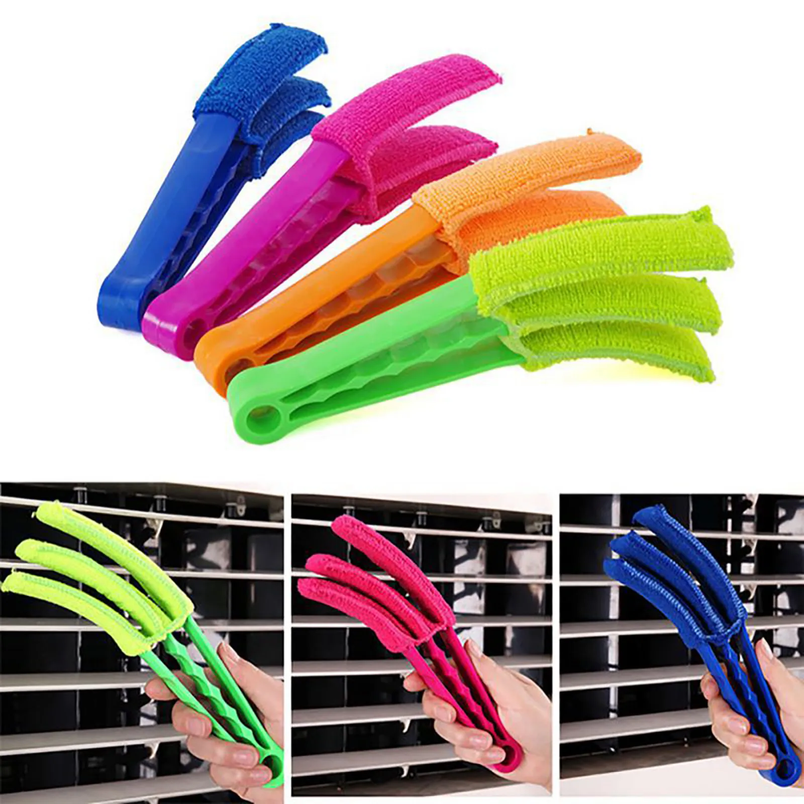 

1PC Microfiber Removable Washable Cleaning Brush Clip Household Duster Window Leaves Blinds Cleaner Brushes Tool WB 097