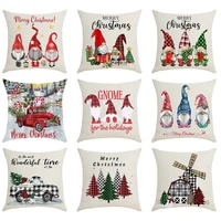 christmas cushion cover red and black buffalo plaid pillow covers 18x18 inches xmas decorations elk tree linen pillowcase