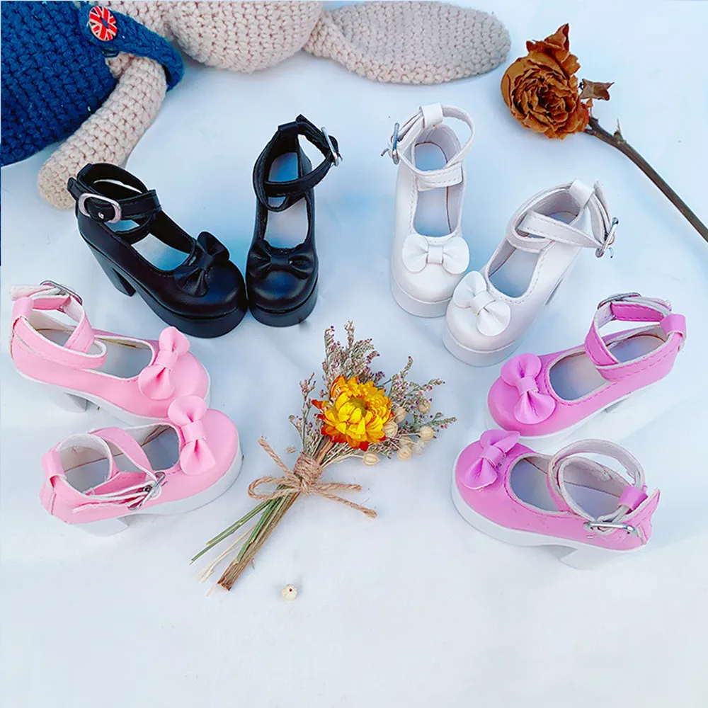 

MUZIWIG 1/3 BJD/SD Doll Shoes DIY Doll Accessories Fashion Pink White Black Red High Heels Bow Shoes For Doll Shoes DIY