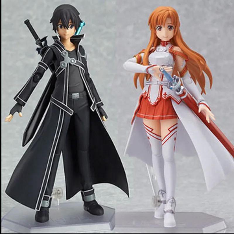 

Anime Sword Art Online Action Figure Figma 174 248 Kirigaya Kazuto 178 Yuuki Asuna Fighting PVC Figurine Toy Mode Doll Gift