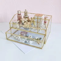 makeup organizer drawers clear glass cosmetic storage box jewelry container make up case makeup brush holder organizers box