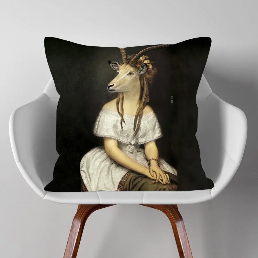 Наволочка для подушки в скандинавском стиле с изображением зебры лошади лисы