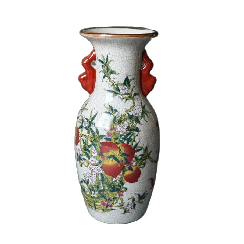 Античный Фарфор Jingdezhen трещина долговечность персиковая фигура ваза украшение