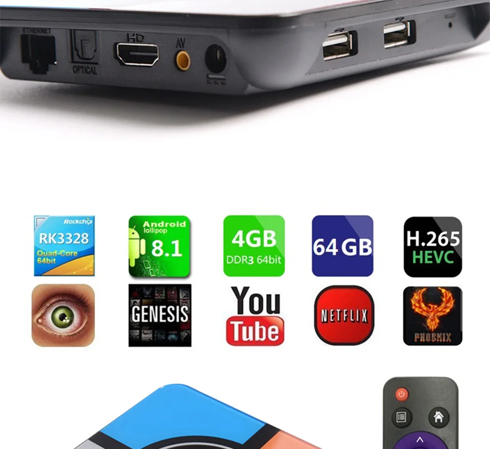 Android 9,0 tv Box S10 мини Смарт ТВ-бокс на Rockchip RK3328 Четырехъядерный 4 ГБ DDR3 32 ГБ/64 Гб 4K H.265 2,4 ГГц wifi USB 3,0 медиаплеер