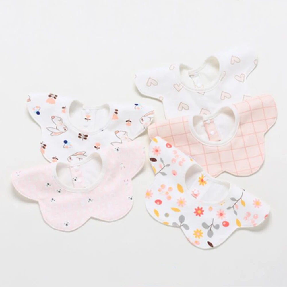 Детские нагрудники 5 шт./лот водонепроницаемые круглые Слюнявчики с вращением на