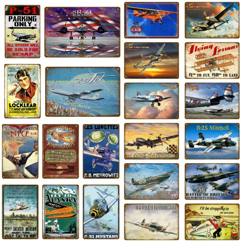 

Ccfqiangtie Signs Tin Painting Metal Plaque 30X20 cm Airplane Aircraft Plane Wall Sticker Vintage Art Painting Poster Bar