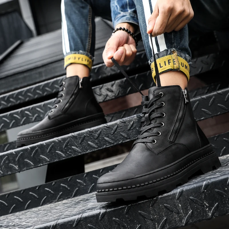 

Shoe Casual Man Casual Sports Shoes Men Causal For Leather Mens Boots Man Fashion Men's Wear Sneakers Black 2020